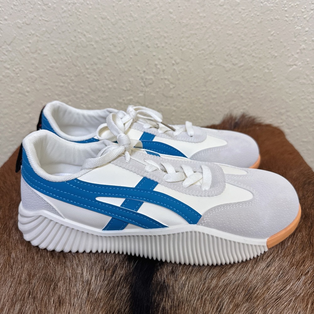 DE‎ FLORANCE $139 8.5 Cloudea 1.0 White Blue Low Top Sneakers Italy Comfort - Picture 3 of 9